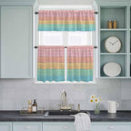 Kitchen Window Curtains Valance and Tier Set, Farm Colorful Wooden Plank Rod Pocket Tier Curtain Valance Set, Rustic Wood Grain Barn Light Filtering Cafe Curtains for Bedroom Living Room