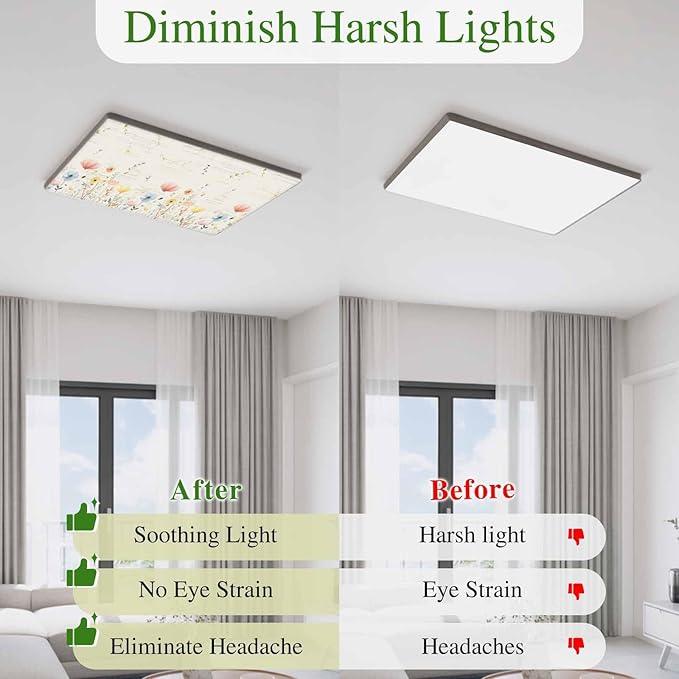 Fluorescent Light Covers for Ceiling Lights Spring Poppy Floral Magnetic Light Filters 3 Pack 4x2 ft Wildflower Vintage Ceiling Lights Cover for Classroom Office School Home Drop Lamp Decor
