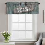 Gone Fishing Valances for Windows, Bronze Wood Grain Kitchen Valance Light Filtering Rod Pocket Short Curtains for Kitchen Bathroom, 1 Panel, 60"x14"
