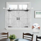 Farmhouse Wood Grain Bedroom Curtains 63 Inch Length, Window Curtains Tab Top, Vintage Country Barn Gate Grey Light Filtering Window Treatments Drapes 42"x63" 2 Panel