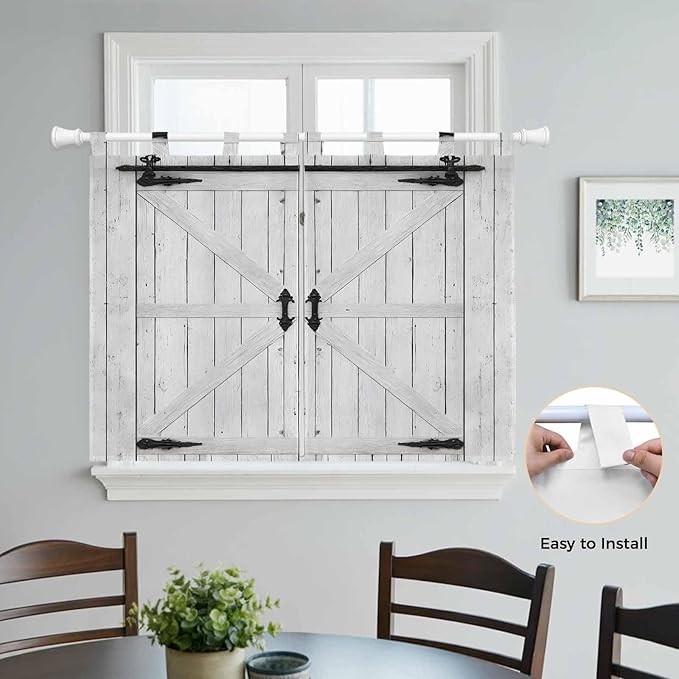 Farmhouse Wood Grain Bedroom Curtains 63 Inch Length, Window Curtains Tab Top, Vintage Country Barn Gate Grey Light Filtering Window Treatments Drapes 42"x63" 2 Panel