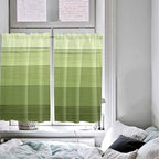 Gradient Green Wooden Board Window Valance Curtains, Retro Country Wood Grain Light Filtering Kitchen Valance with 3-inch Rod Pocket for Living Room Bathroom Bedroom,2 Panel,42x54In