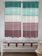 Retro Farm Woodcuts Texture Window Valance Curtains, Green Brown Gradient Light Filtering Kitchen Valance with 3-inch Rod Pocket for Living Room Bathroom Bedroom,2 Panel,42x63In