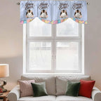 Blue Easter Tie Up Valance Curtains for Windows, Kitchen Curtains Window Shades, Spring Cartoon Bunny Colorful Eggs Wood Grain Light Filtering Roman Curtain Valances for Bedroom/Bathroom/Cafe 60"x18"