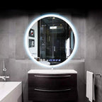 Round LED Bathroom Mirror Demister Pad IP44 Vanity Large Mirror Cold Light Dressing Wall Mirror (Color : Cold Light Size : 60cm) (Cold Light 70cm)