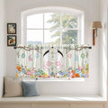 Easter Kitchen Tier Curtains 36 Inch Long 2 Panel Set,Rod Pocket Half Window Curtains Over Sink,Spring Farmhouse Watercolor Bunny Eggs Wood Grain Light Filtering Short Drapes Cafe 27.5"W x 36"L
