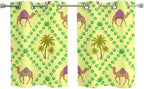 2 Panel Kitchen Cafe Curtains, Desert Sand Camels Sunlight Filtering Nature Air Through, Window Decor Tier Curtains for Living Room 55W x 39L inch Palm Trees Tropical Plants Polka Dot Yellow