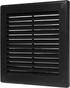 Repa Market 6 x 6 Inch (Outer) Black Square Air Vent Cover - Pack of 2 Plastic Fresh Air Intake Vent - AC Cover with Nylon Mesh Screen, Wall, Ceiling HVAC Return Air Register, Modern Soffit Vents