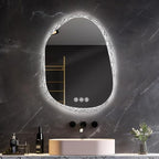 LUVODI Lighted LED Bathroom Mirror: 36”x28”Irregular Stone Pattern Frosted Wall Vanity Mirror with Bright Back Lit - Modern Dimmable Smart Mirror Anti Fog with Touch Switch Sensor for Restroom Bedroom