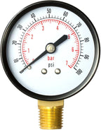 Pool Filter Pressure Gauge - Premium Spa/Pool/Aquarium Water Pressure Gauge by Aquatix Pro, 2" Dial, 0-100 Psi, Bottom Mount 1/4", Compatible with Most Brands Such as Hayward, Pentair & Jandy