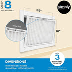Simply 16x25x1 Air Filter, Merv 8, MPR 600, 12 Pack, Furnace Air Filter for HVAC (Actual Size: 15.75"x24.75"x0.75") DUST, Pet, & Allergy Control