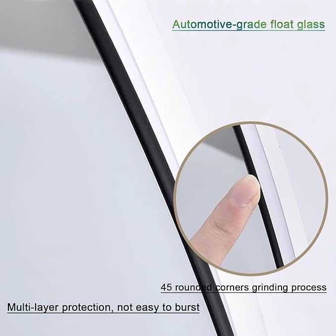 Bathroom Mirror with LED Lights，LED Bathroom Mirror，Illuminated Led Bathroom Mirror with Demister Pad，Illuminated LED Bathroom Mirror,3 Colours Backlit Makeup Mirror(B,H70*W90cm/H27.6*W35.4IN)