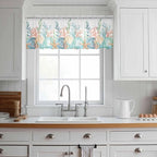 Summer Beach Sheer Valance Curtains, Ocean Colorful Coral Shell Seaweed Starfish Light Filtering Kitchen Valances Rod Pocket Voile Curtain Window Treatment for Bedroom/Living Room/Basement 42Wx18L