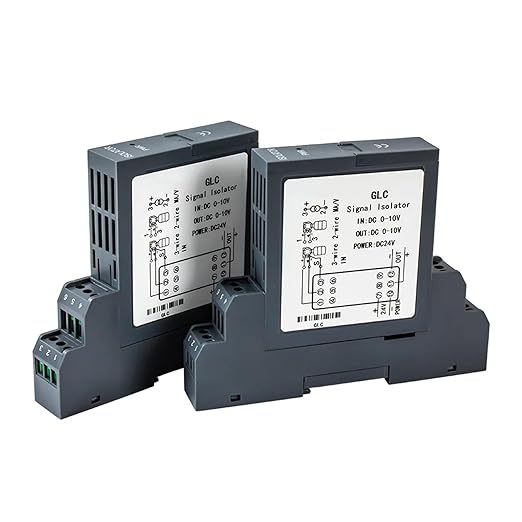 Analog Signal Isolator 4-20mA Signal Isolator Din Rail Mount 0.5% FS Precision for Industrial Automation PLC Control System(1 in 2 Out,Output 1-5V_Input 0-10MA_DC24V)