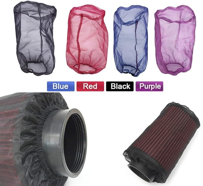 Intake Filter Mesh Cover Polyester Cloth Oilproof And Dustproof Cover Car Cold Air Filter Protector Cover Rain Sock Protective for Motorcycle Automotive (Type A Black)