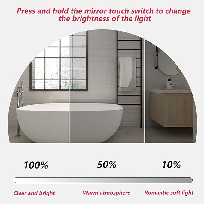 Irregular Bathroom Mirror with LED Lights, Wall Mounted Mirror with Touch Switch and Demister Pad, Drop Shape Decorative Mirror, 3 Colors Dimmable Lighting(A,29.5 * 39.4in/75 * 100cm)