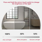 Irregular Bathroom Mirror with LED Lights, Wall Mounted Mirror with Touch Switch and Demister Pad, Drop Shape Decorative Mirror, 3 Colors Dimmable Lighting(A,29.5 * 39.4in/75 * 100cm)