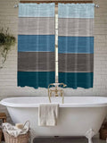 Retro Farm Blue Gray Wood Grain Window Valance Curtains, Rustic Wooden Plank Light Filtering Kitchen Valance with 3-inch Rod Pocket for Living Room Bathroom Bedroom,2 Panel,42x63In