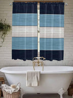 Vintage Country Woodcuts Window Valance Curtains, Blue Gradient Striped Light Filtering Kitchen Valance with 3-inch Rod Pocket for Living Room Bathroom Bedroom,2 Panel,42x63In