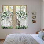 Easter Tier Curtains, Country Rabbit Botanical Leaves Wooden Grain Light Filtering Kitchen Curtains, 2Pcs Rod Pocket Half Window Treatments Panels for Sink Cafe Cabinet Basement 27.5x45 Inches