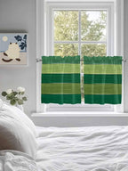 Farm Retro Green Wood Grain Window Valance Curtains, Rustic Wooden Plank Texture Light Filtering Kitchen Valance with 3-inch Rod Pocket for Living Room Bathroom Bedroom,2 Panel,27.5x36In