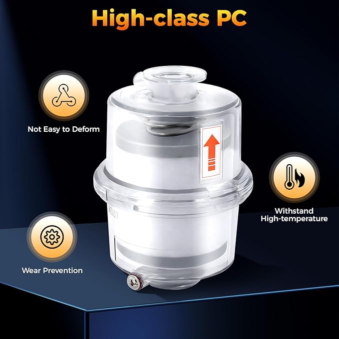 Vacuum Pump Oil Mist Filter, KF25 Quick Release Flange 95% Filtration, PC Clear Shell with 15.75in Oil Drain Pipe for Industrial, Laboratory (4.1×5.6in)