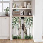 Easter Kitchen Curtains, Country Rabbit Botanical Leaves Wooden Grain Light Filtering Window Curtain Panels, 2Pcs Rod Pocket Window Treatments Set for Study Room Bathroom Bedroom 52x54 Inches