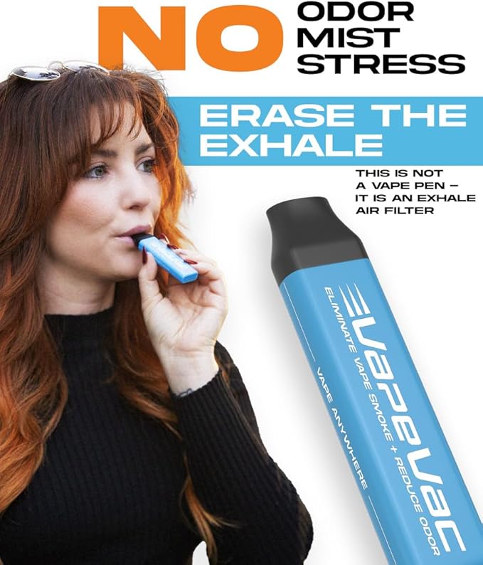 VapeVac (Registered AMZ Brand) – Pocket Sized Personal Air Filter for Discreet Output Reduction | Minimizes Odor, Keeps Air Fresh | Not an Emission Device – 500+ Uses (3-Pack)