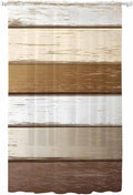 Sheer Curtains 84 Inches Long, Vintage Geometric Brown Semi Sheer Curtains Light Filtering Window Treatment, Farmhouse Country Chic Wood Grain Privacy Voile Drapes for Living Room Bedroom 52x84 Inch