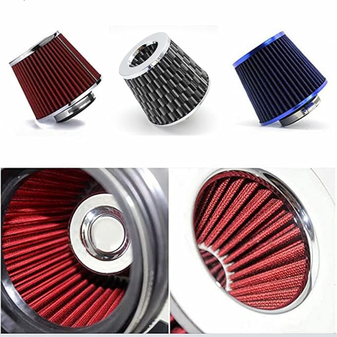 Universal Clamp-On Cold Intake Cone Air Filter 3", Washable Filter, High Flow Cone Filter, Flange Diameter 3 Inch Black