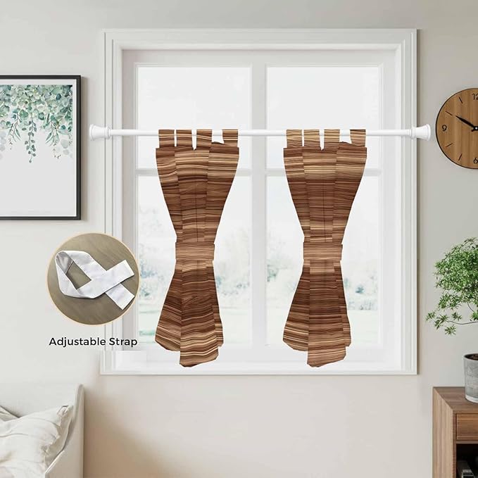 Brown Western Bedroom Curtains 63 Inch Length, Window Curtains Tab Top, Vintage Farmhouse Wood Barn Door Light Filtering Window Treatments Drapes 42"x63" 2 Panel