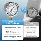 SENCTRL 0-100 Psi Pressure Gauge, 2" Dial Size, 1/4 NPT Lower Mount, Waterproof, Stainless Steel Case, for Water Filter Well Pump Air Tire Low Pressure Test