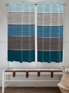 Retro Farm Blue Gray Wood Grain Window Valance Curtains, Rustic Wooden Plank Light Filtering Kitchen Valance with 3-inch Rod Pocket for Living Room Bathroom Bedroom,2 Panel,42x63In