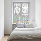 Happy Easter Half Window Curtain 36 Inches Long, Spring Bunny Eggs Flower Teal Wood Grain Window Treatment Curtain Drapes, Small Tier Curtains for Bathroom Over Sink, 27.5"x36", 2 Panels