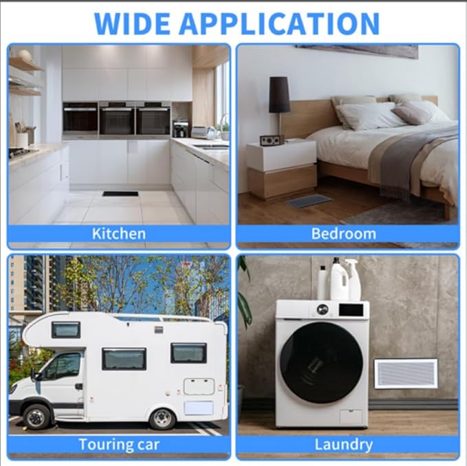 4-Pack 5"x11" Powerful Magnetic Vent Covers - Super Strong Neodymium Magnets, No Slip & No Drill Needed - Secure Fit for Floor/Wall/Ceiling Registers - Durable Air Vent Screen (Black, 5x11)