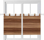 Brown Western Kitchen Curtains 36 Inch Length, Small Window Curtains Tab Top, Vintage Farmhouse Wood Barn Door Light Filtering Short Window Treatments Tier Drapes 27.5"x36" 2 Panel