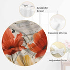 Retro Floral Kitchen Curtains 45 Inch Length, Short Cafe Window Curtains Tab Top, Red Yellow Tulips Barm Doors Farmhouse Wooden Light Filtering Window Treatments Tier Drapes 27.5"x45" 2 Panel