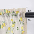 Rustic Lemon Gnomes Sheer Valance Curtains, Summer Fruit Leaves Retro Linen Texture Light Filtering Kitchen Valances Rod Pocket Voile Curtain Window Treatment for Bedroom/Living Room/Basement 54Wx18L