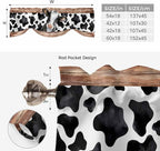 Cow Printed Tie Up Valance Curtains for Windows, Kitchen Curtains Window Shades, Farmhouse Watercolor Country Wooden Grain Light Filtering Roman Curtain Valances for Bedroom/Bathroom/Cafe 60"x18"