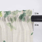 Easter Sheer Valances for Windows 54"x18", Light Filtering Kitchen Curtains Valance, Spring Watercolor Bunny Eggs Flower Leaf Beige Rod Pocket Chiffon Curtains for Living Room Bedroom Cafe