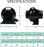 Ventilation Kit, 4 Inch Inline Fan 200 CFM Exhaust Blower, 4 Inch Carbon Fiber Filter Exhaust Fan Combo with 8 Feet Duct for Hydroponic Grow Tents and Basements