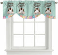 Green Easter Tie Up Valance Curtains for Windows, Kitchen Curtains Window Shades, Spring Cartoon Bunny Colorful Eggs Wood Grain Light Filtering Roman Curtain Valances for Bedroom/Bathroom/Cafe 42"x12"