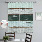 Blue Teal Living Room Curtains 84 Inch Length, Window Curtains Tab Top, Vintage Wooden Retro Art Farmhouse Barns Light Filtering Window Treatments Drapes 52"x84" 2 Panel