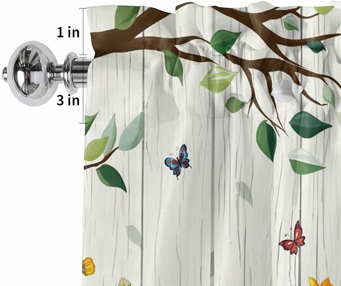 Easter Gnomes Curtain Valances for Windows, Kitchen Valance Window Treatment, Spring Watercolor Eggs Flower Wood Grain Light Filtering Block Curtains for Bathroom/Bedroom/Living Room 60'' x 18''
