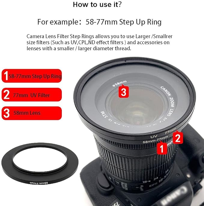 95 to 82mm Metal Step Rings, 95mm to 82mm Step Down Ring Filter Ring Adapter for 95mm Camera Lens & 82mm UV CPL ND Filters Hoods Caps LingoFoto