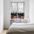 Spring Flowers Half Window Curtain 36 Inches Long, Watercolor Country Colorful Floral Black Window Treatment Curtain Drapes, Small Tier Curtains for Bathroom Over Sink, 27.5"x36", 2 Panels