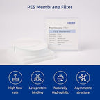 100 Pieces/Pack PES Disc Membrane Filters Hydrophilic 47mm Diameter 0.45µm Pore Size