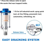 Air Compressor Moisture Separator Filter,For Air Line Compressor Fitting, Clear Glass with Blue Aluminum Cap, 1/4 Inch NPT Connection, 2 Pack
