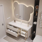 LTSRLL LED Vanity Mirror Cute Bear Decorative Mirror for Bathroom & Dressing Tabler Backlight Wall Mirror with 3 Color Dimmable Light Demister Pad Human Body Sensor Switch(Cut Left,80cmx95cm)