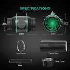 MARS HYDRO 6 Inch Inline Fan and Filter Kit, Duct Fan with with Temperature and Humidity Controller, 402 CFM Quiet & Efficient Exhaust Fan for Grow Tents Hydroponics